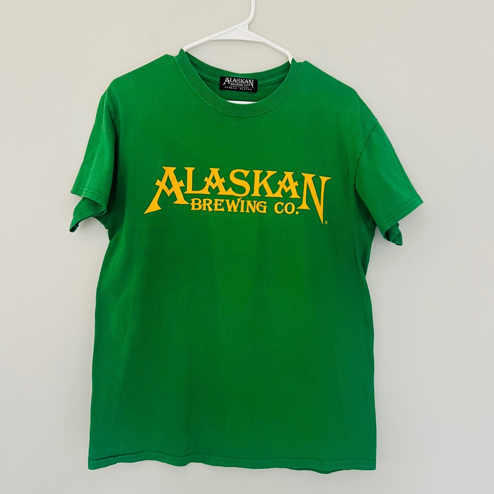 Alaskan Brewing Co T-Shirt Mens Green Juneau Alaska Graphic Short Sleeve Tee Med